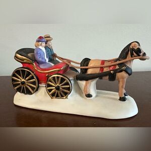 Christmas Valley Horse & Carriage Figurine Vintage 1995 Holiday Village Display